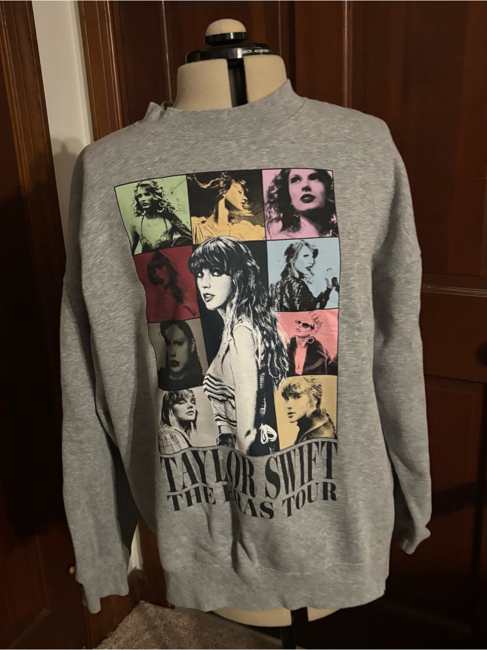 Taylor Swift Gray Pop-Color Photo Collage Crewneck Sweater